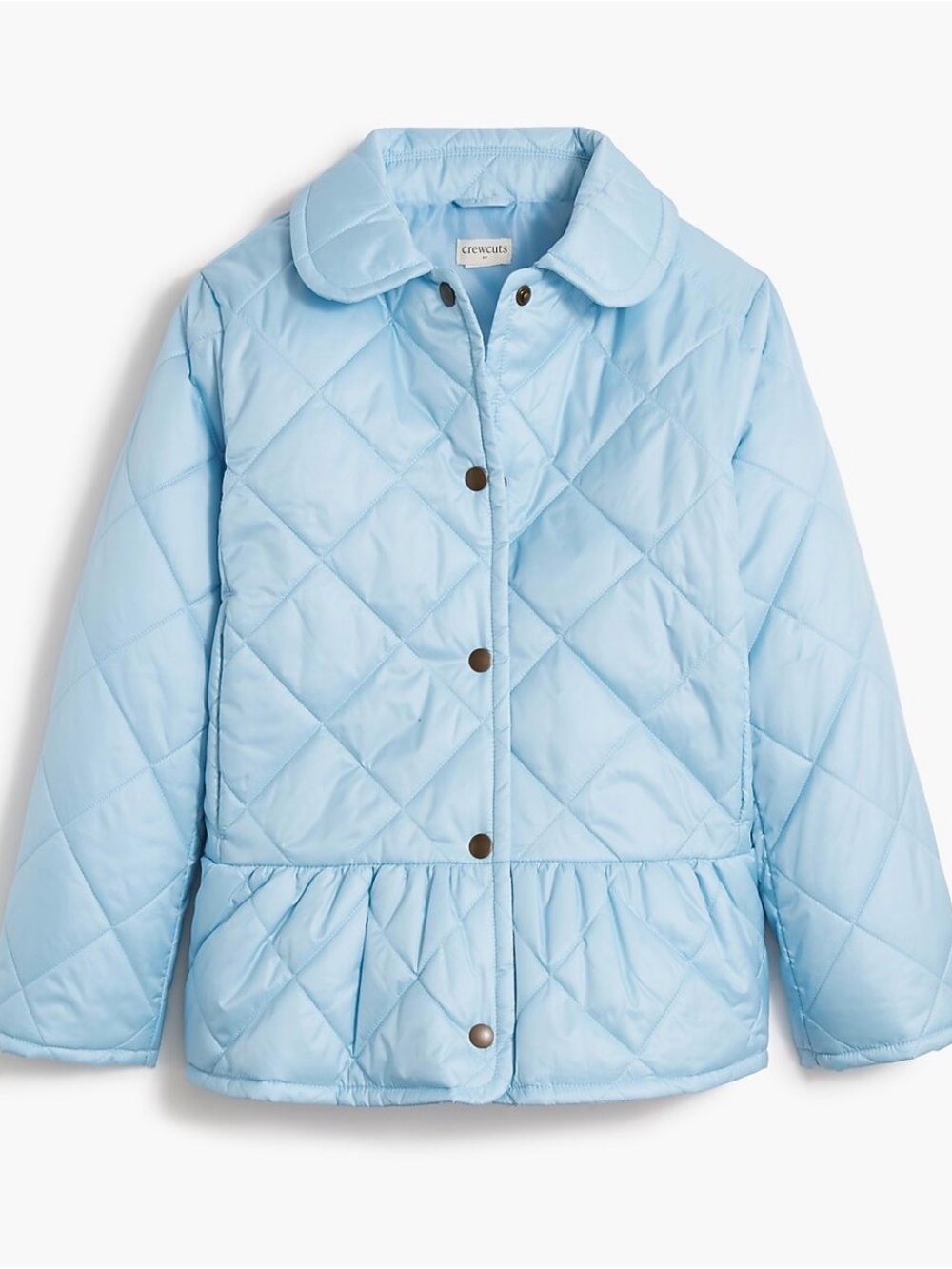 J. Crew Light Blue Quilted Peplum Puffer Jacket for Kids